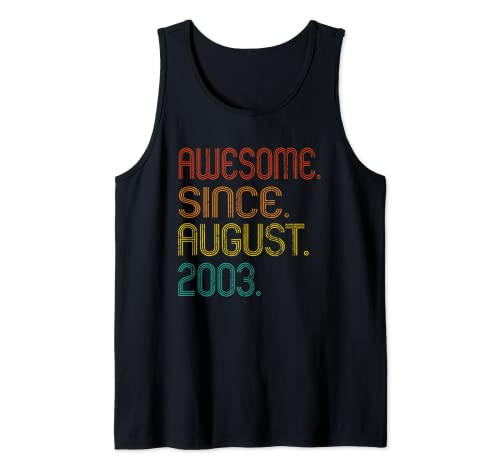Awesome Since August 2003 19th Birthday Retro 19 Years Old Camiseta sin Mangas