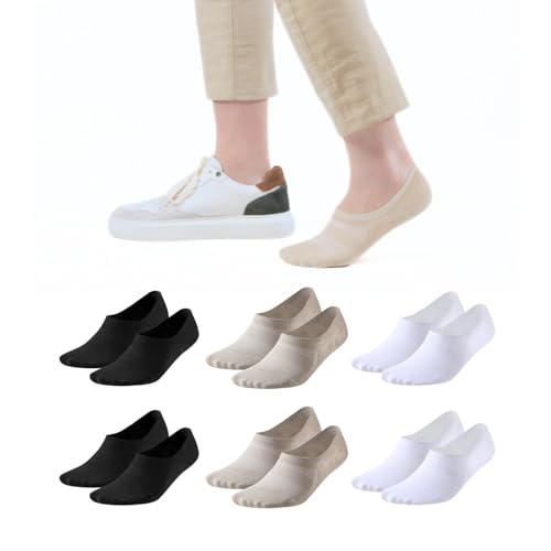 Balseti Calcetines Invisibles para Mujer. Pinkies de Chica. 85% Algodón. Calcetines Cortos Transpirables, Antideslizantes, Anti-olor Color Blanco, Negro, Beige. Pack 6 Pares. Talla 35-38
