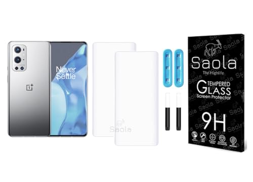 Image of Saola Curved UV Tempered Glass For OnePlus 9 Pro. Comes With UV Light & Glue For Finest Pasting. Edge To Edge Protection With Case Friendly Fit. (Pack Of 2)