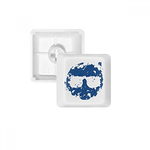 Keycaps PBT ronds avec design lunettes bleues pour clavier mécanique OEM blanc R4