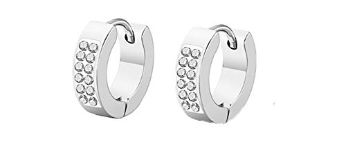 Daesar Pendientes de Aro Acero Inoxidable Pendiente Mujer Pendientes Redondo Circonita Blanca...