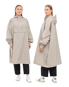 LARKSON Regenponcho Damen Herren Beige - Lykke - Regenmantel Regencape für Fahrrad Outdoor Festival - Wassersäule 10000 mm - Regenjacke Wasserdicht mit Verschweißten Nähten