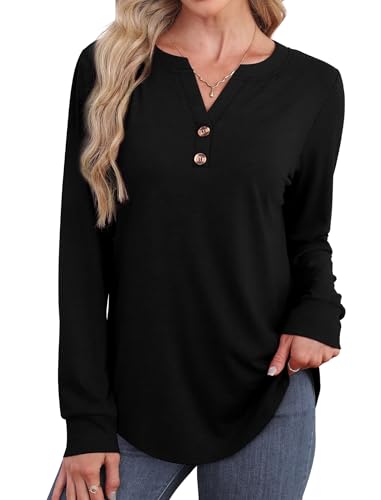 XIEERDUO Womens Long Sleeve Shirts Fall Tunic Tops Henley V Neck Blouses Dressy Casual 2025 Winter Trendy Clothes3