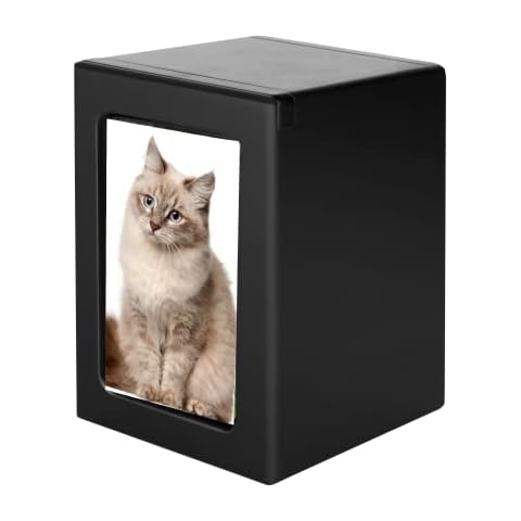NEWDREAM Kikafok: Haustierurnen für Haustiere, Urnen für Asche, Katzenurne für Asche, Haustierurnen für Hunde, Asche, klein, Holz-Andenken, Gedenkurnen (Schwarz) Cover