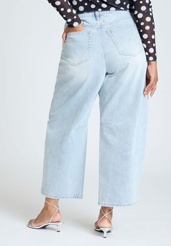 ELOQUII Women's Plus Size Dart Detail Barrel Leg Jean3