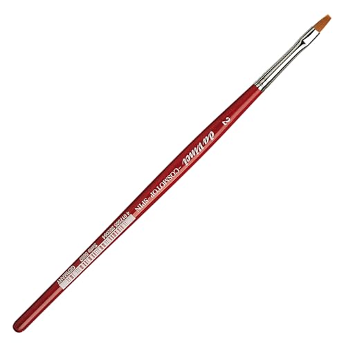 Image of da Vinci Watercolor Series 5880 CosmoTop Spin Paint Brush, Flat Synthetic with Red Handle, Size 2 (5880-02)