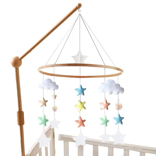 ハングモバイルキット - 保育園用モバイルベビーベッドベッドベル、天井木製風鈴 | 木製フレームオーナメント、ハング円形木製風鈴オーナメント、ポータブル木製モバイルキット、男の子、女の子用