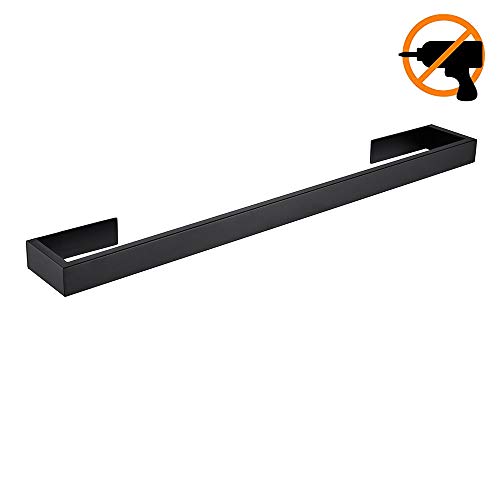 Homovater SUS 304 Acero inoxidable 60cm Negro mate Toallero Adhesivo acrílico autoadhesivo Capa individual Toallero Toallero Perchero moderno, acabado negro mate