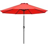 ABCCANOPY 270cm Sonnenschirm im Freien Wasserabweisende Bespannung -Gartenschirm Marktschirm, Rot