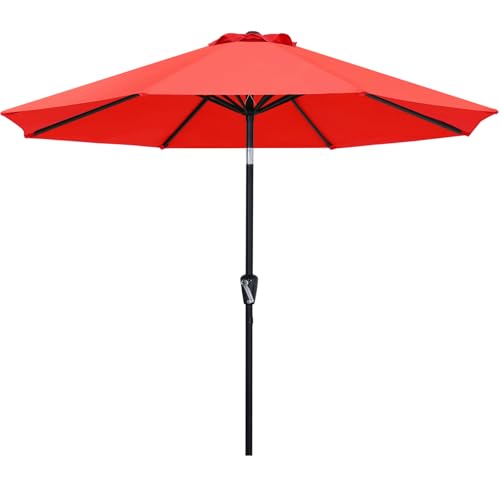 ABCCANOPY 270cm Sonnenschirm im Freien Wasserabweisende Bespannung -Gartenschirm Marktschirm, Rot