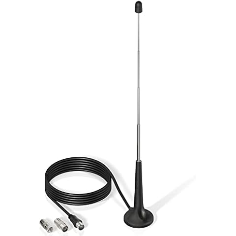 Bingfu FM UKW Radio Antenne DAB Teleskopantenne Stabantenne mit Magnetfuß und 3m Verlängerungskabel für Tragbaren Radio-Tuner Stereo-Empfänger AV-Empfänger Stereo-Verstärker HiFi-Receiver Cover