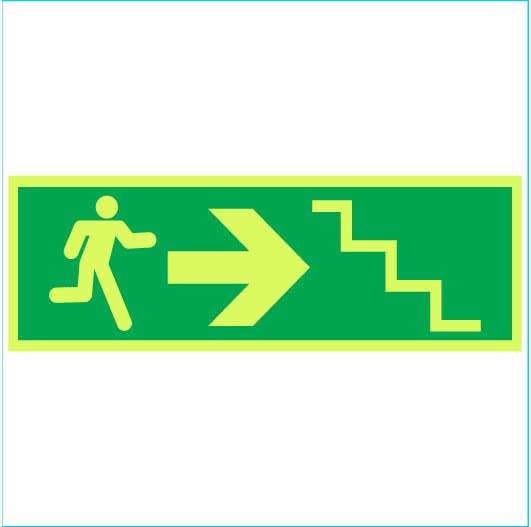 Exit Right use Stairs Glow Sign Emergency fire Safety Radium Night Light illuminations PVC Waterproof Sign Sticker