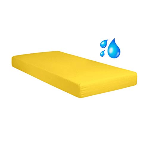 G BETTWARENSHOP Jersey Spannbetttuch wasserdicht 2in1 • Bettlaken und Matratzenschutz in einem 90x190-100x200 cm mais Cover