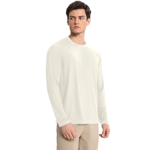 Old White Classic Crew Neck Comfort Men's Sun Shirt Long Sleeve Hiking Men's UPF 50+ Swim Shirts3
