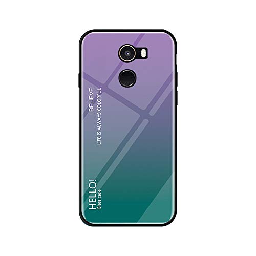 Funda Xiaomi Mi Mix 2 Vidrio Templado,Ultra Fina TPU + Cristal Templado Cubierta Trasera Carcasa Gradiente de Color es Durable para Xiaomi Mi Mix 2 (Xiaomi Mi Mix 2, Púrpura + Azul)