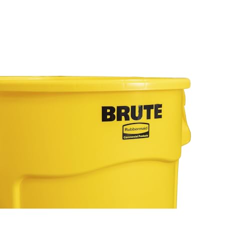Rubbermaid Commercial Products BRUTE 32G Yellow Vented Trash Container, for Landscapers/Construction Sites/Restaurants/Back of House/Offices/Warehouses/Commercial Environments