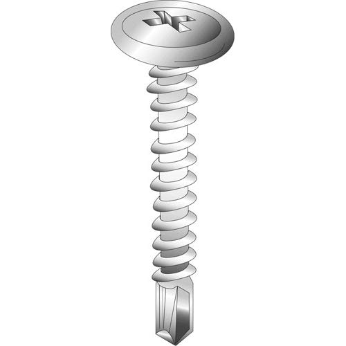 26809J Self Drilling Tek Screw, Imperial, 8-18, Wafer Head, Phillips Drive, Steel, Zinc Plated
