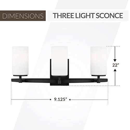 Image of Generation Lighting 3-Light Alturas Contemporary Bath Fixture Wall Lamp Midnight Black 4424603-112 | Bathroom Light Fixture for Home Decor | Wall Sconce Vanity Light Fixture and Bathroom Accessory