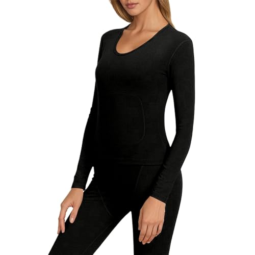 Conjunto Ropa Interior Térmica Mujer Camiseta Manga Larga Pantalón Termico Frio Invierno Grosor Medio Termica para el Frio Extremo Camisetas Mallas Pantalones Leggings Térmicos Ropa Nieve