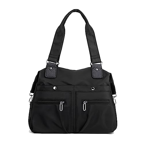 Large Capacity Lightweight Waterproof Multi-Pocket Nylon Shoulder Bag with Zipper, Women Crossbody Bag Travel Tote Bag