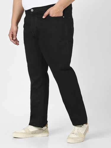 Image of Urbano Plus Men's Straight Fit Mid Rise Washed Jeans Stretchable