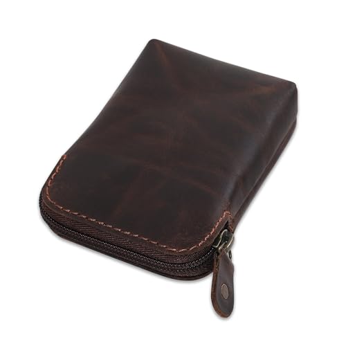 Premium Full-Grain Leather Playing Card Case Zippered Card Deck Holder for Poker and Bridge Travel Accessory Secure Multi-Purpose Wallet Compatible for Pockemon Cards Holder Brown2