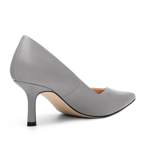 Image of Women Pointed Closed Toe 2.5 Inch Kitten Heel Slip On Pumps