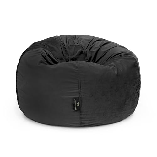 Luxe Decora Nest Soft Suede Bean Bag with Removable Layer | Washable | Perfect for Indoor Relaxation | Kids & Adults | Soft Velvet Finish | Filled with Polystyrene Beads (Black Large)