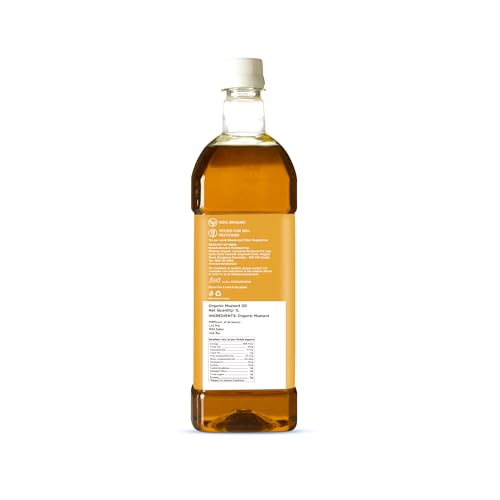Image of Pure & Sure Organic Cold Pressed Mustard(Kachi Ghani) Oil 4 Litres | Natural Sarso Tel for Cooking, Hair Care & Skin Care|Rich Flavour and Nutrients | (1L X Pack of 4)