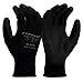Pyramex GL406 Polyurethane Palm Coating Work Glove, 13 Gauge Polyester Liner, Black (Pack of 12 Pairs) (Medium)
