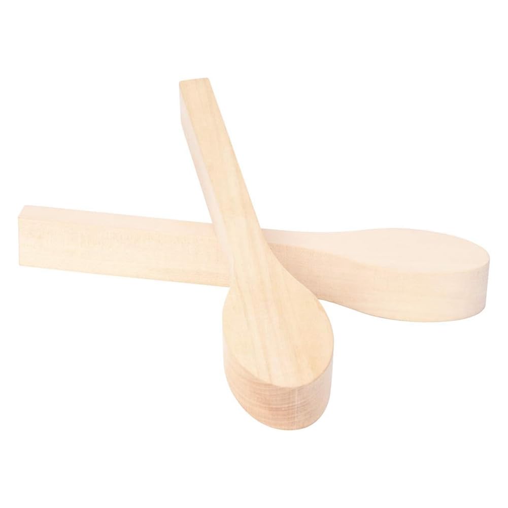Graootoly As Shown 2 Pack Wood Carving Spoon Blank Beech Unfinished Wooden Craft Whittling Kit For Beginner Kids Durable Total Length Approximately 16.1Cm