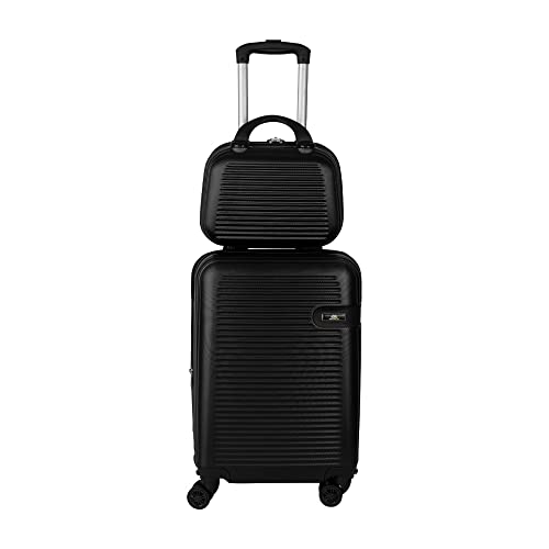 Kit Mala Expansiva de Viagem Para Bordo Com Frasqueira Organizadora Cor:Preto