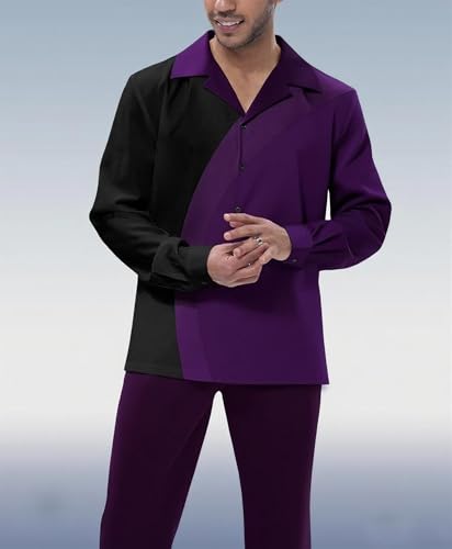 Men's Fashion 2 Piece Dress Loose Shirts Suits Button Down Casual Pants Wear Wedding Church Outfits S-5XL2