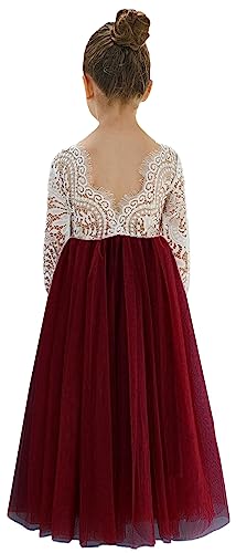 Image of 2Bunnies Girl Peony Lace Back A-Line Straight Tutu Tulle Party Flower Girl Dress
