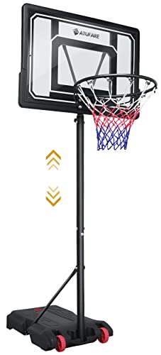 Basketball Hoop Outdoor for Kids Portable Adjustable Basketball Goal System, 5.5 -7FT Height Adjustable, 33.5" Backboard &15" Rim, Kids Basketball Hoop Indoor Outdoor