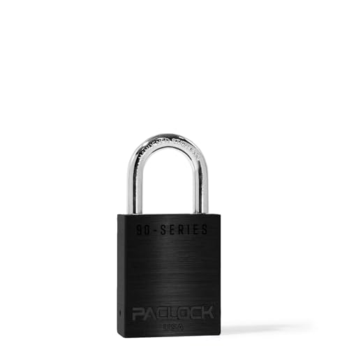Image of PACLOCK's SR-90A Padlock, 1-3 /16 inch Tall Hard. Stainless Steel Shackle, High Security 6-Pin Cylinder, One Lock Keyed to a Number U-Pick! w / 2 Keys, Black