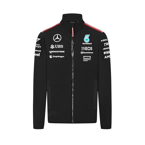 Mercedes AMG Petronas Veste Softshell de l'équip F1 2024 pour hommes - Noir - Taille: XL