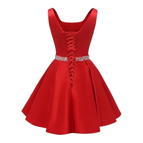 LEJY Women's Short Vintage 80s Aline Prom Homecoming Dress Beaded Square Neck Cocktail Dress with Pockets2