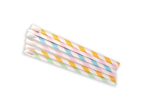 1000 Pailles-Cuillères en Papier 20 cm x 8 mm – Embout Pelle pour Granités, Slushies, Smoothies – Technologie Renforcée 3 Couches (Rigide & Durable) – Biodégradable – Multicolore