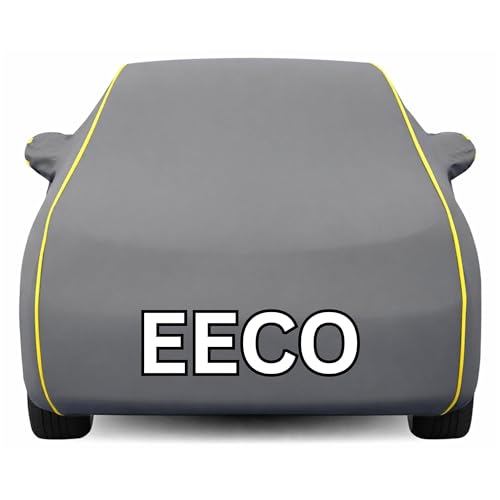 Image of Kayme Premium Grey Eeco Car Cover Waterproof for (All Models & Variants - Petrol, Diesel, CNG & EV) |Speacially Custom Fit with Mirror Pockets |All-Weather Protection - Outdoor Car Body Cover