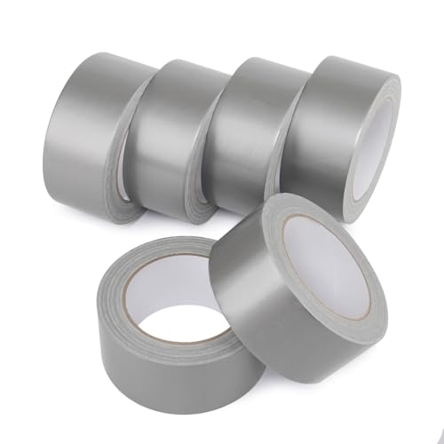 Lichamp 6-Pack Silver Duct Tape Heavy Duty Waterproof, Transparent Duct Tape No Residue 2 Inches x 25 Yards, A206GY