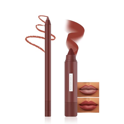 Prreal Juego de pintalabios y lápiz labial, 2 en 1 mate, resistente al agua, de larga duración, kits de maquillaje de labios de alta pigmentación para mujeres (02 rosa nude)