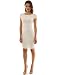 PattyBoutik Women's Boat Neck Crochet Inset Knit Dress (Off-White M)