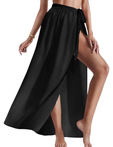 AI'MAGE Sarong Wraps for Women Long Chiffon Swimsuit Coverup Tie Sarong Sheer Floral Bathing Suit Cover Up Skirt