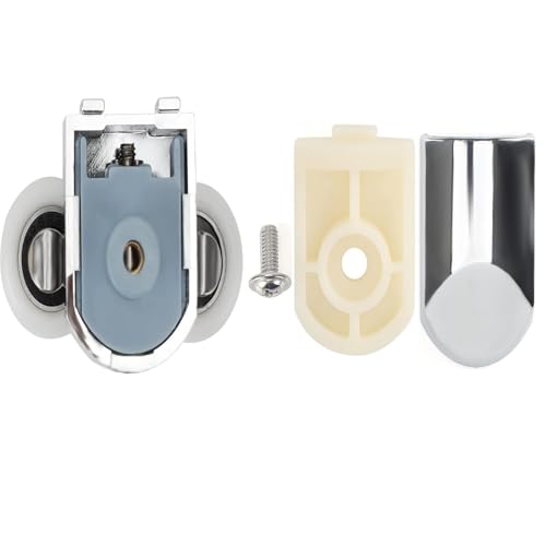 Image of Shower Door Rollers Replacement 4 Pcs Zinc Alloy Wheels 23mm with Anti Collision Block and Screws for Curved and Glass Doors