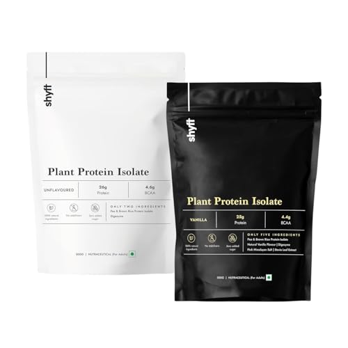 Shyft Plant Protein Isolate | Unflavoured & Vanilla - 500 gm Each | Pea & Rice Protein | 26g Protein, 4.6g BCAA | Easy to Digest | Amino Acid Profile | Natural Ingredients-image-28