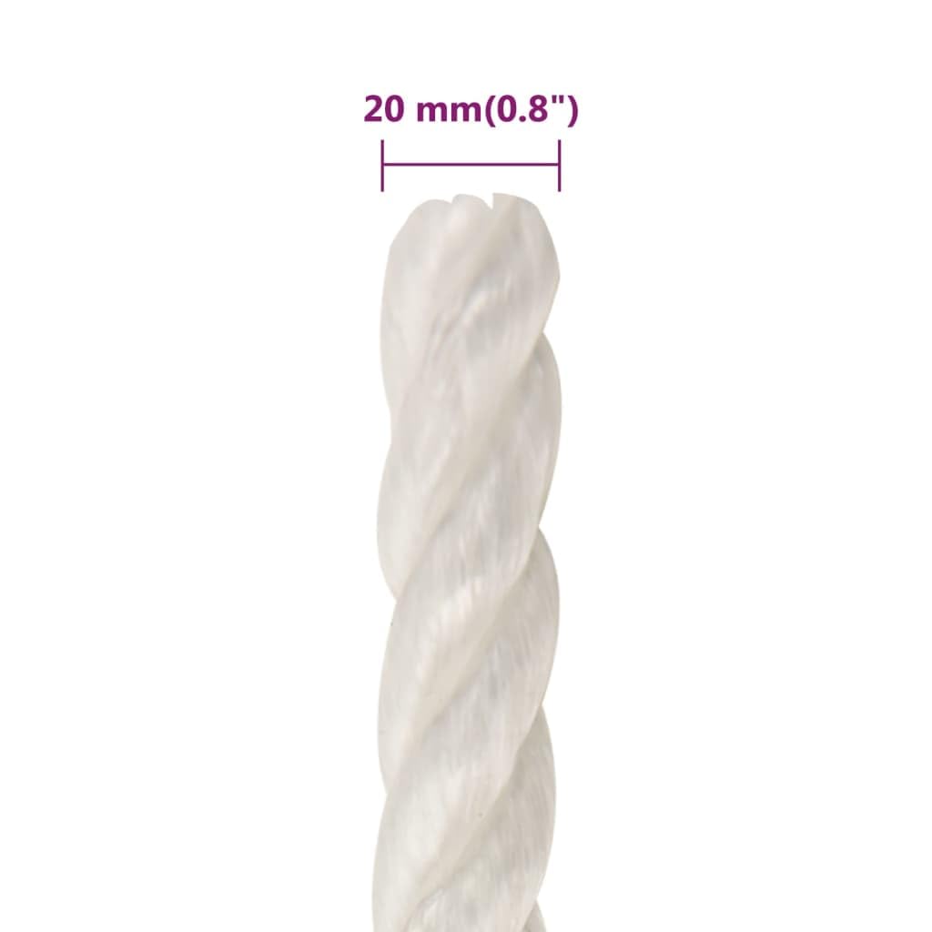 vidaXL Arbeitsseil Bodenarbeitsseil Arbeitsleine Mehrzweckleine Seil Bootsleine Allzweckseil Schnur Tau Leine Gedreht Weiß 20mm 100m Polypropylen