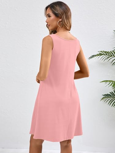 Image of KORSIS Summer Dress for Women Casual T Shirt Tank Dresses Sleeveless Swing Flowy Ladies Beach Vacation Sundress with Pocket