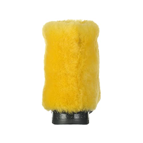 Girl's fur winter boots,yellow sheepskin fur toddler boots, girls snow boots, kids mukluks, yeti boots for kids, children winter shoe4