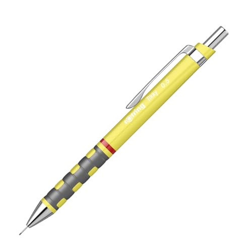 Image of Rotring 0.5mm Mechanical Clutch Lead Pencil | Tikky | for Smooth Writing Drafting Drawing | Neon Yellow Barrel | Stationery